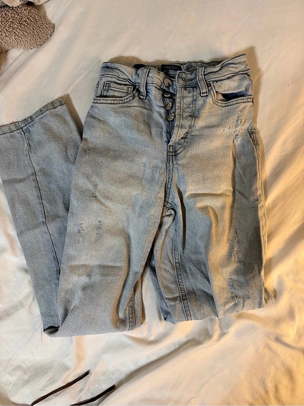 Wild Fable High-Rise Straight Distressed Jeans Blue Straight Leg Jeans